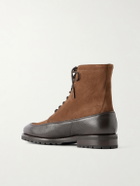 MORJAS - Country Leather-Trimmed Nubuck Lace-Up Boots - Brown