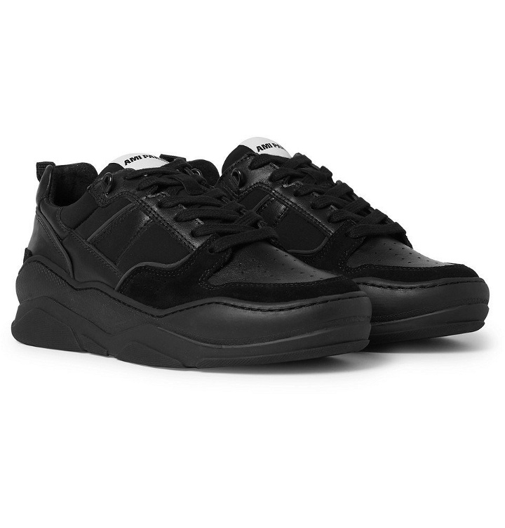 Photo: AMI - Suede and Leather Sneakers - Black