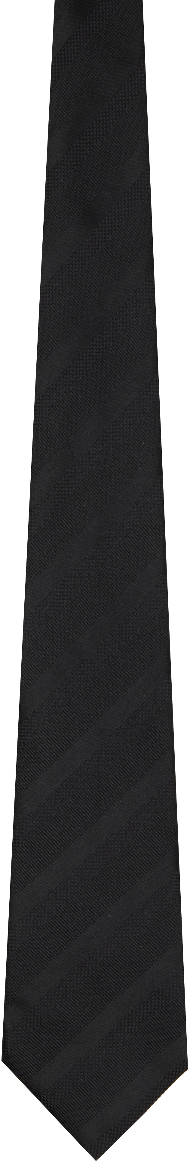Comme des Garçons Homme Deux Black Thin Diagonal Stripe Silk Tie