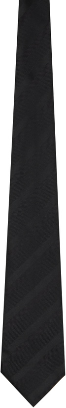 Photo: Comme des Garçons Homme Deux Black Thin Diagonal Stripe Silk Tie