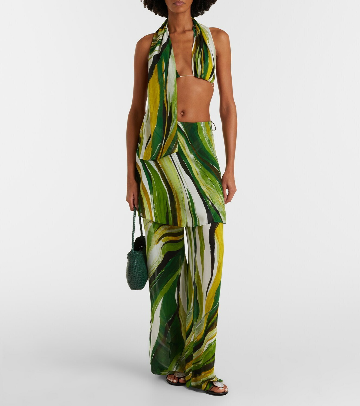 Christopher Esber Printed silk scarf bra top