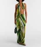 Christopher Esber Printed silk scarf bra top