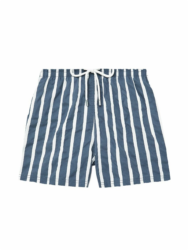 Photo: Atalaye - Suertea Short-Length Striped Swim Shorts - Blue