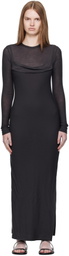 Nanushka Gray Linora Draped Wool Jersey Maxi Dress