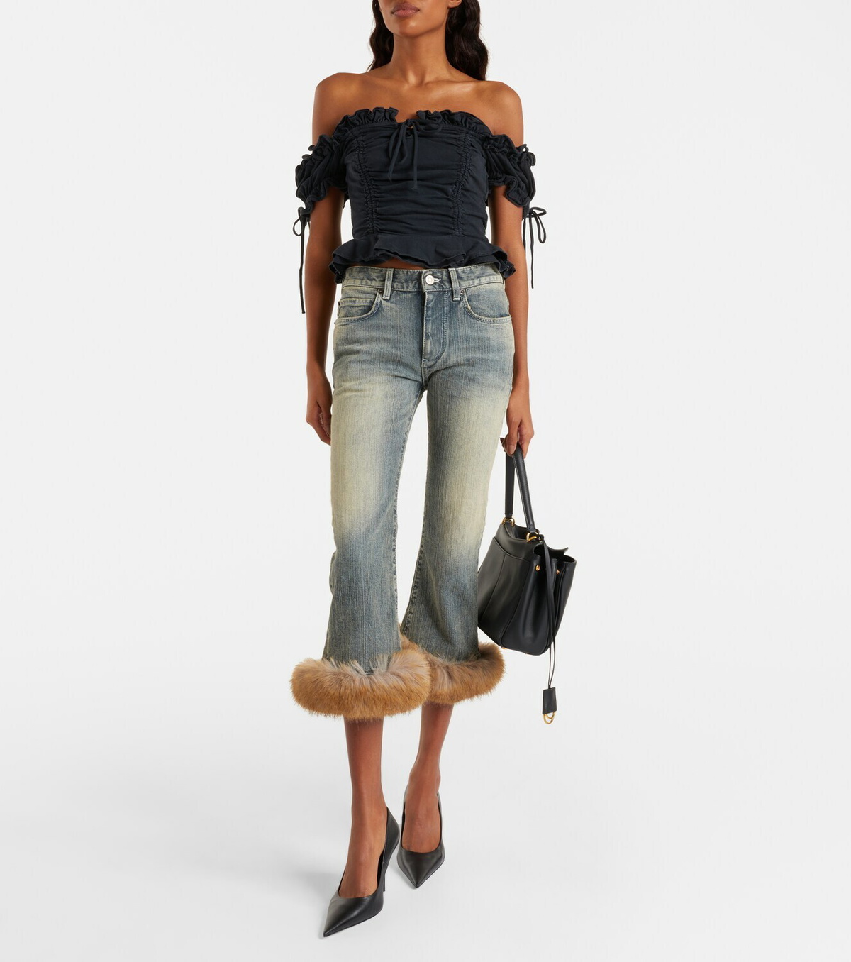 Balenciaga Gathered cotton crop top