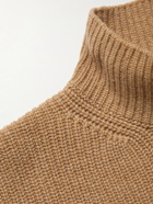 Agnona - Logo-Appliquéd Ribbed Cashmere Mock-Neck Sweater - Brown