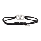 Valentino Black and Silver Valentino Garavani VLogo Bracelet
