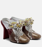 Dries Van Noten Embellished patchwork leather mules
