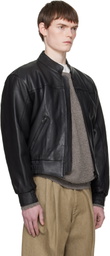 Sunflower Black Leather Polo Biker Jacket