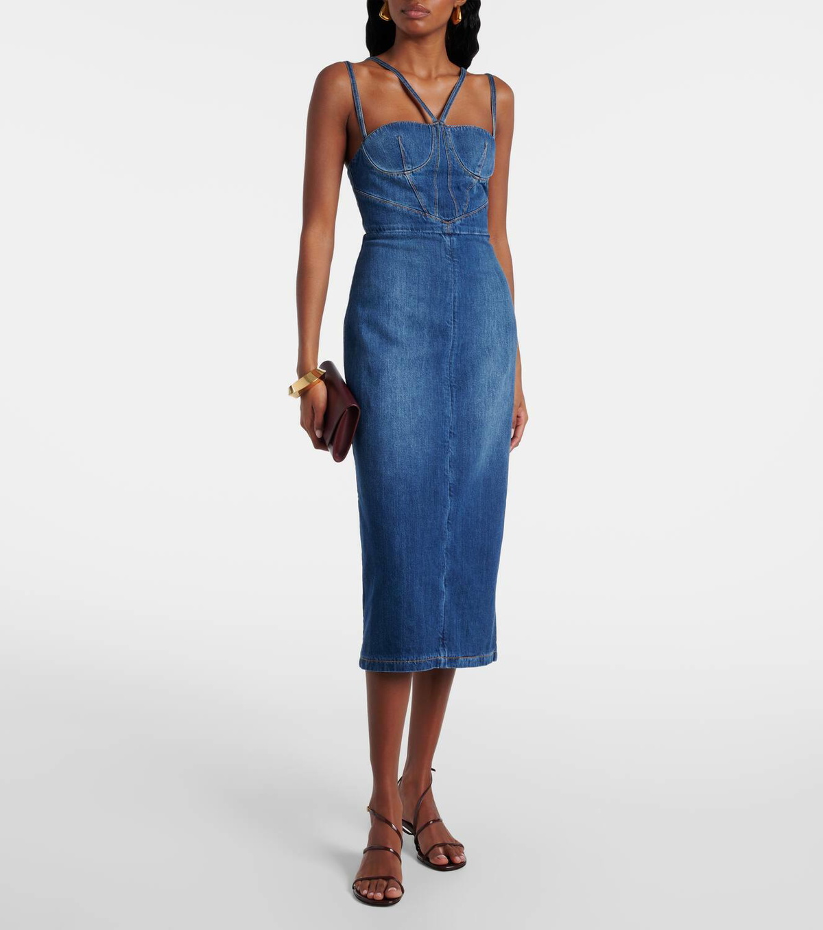ワンピース NENSI DOJAKA Denim dress Blue Nensi Dojaka Denim corset dress Nensi Dojaka