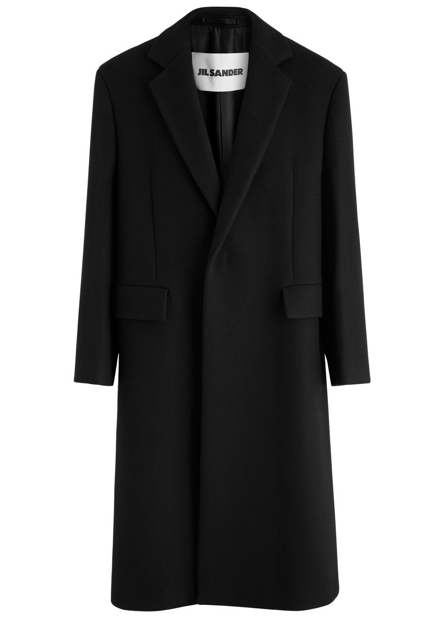 ジャケット・アウター JIL SANDER Wool Long Coat Jil Sander Wool Coat Black Jil Sander