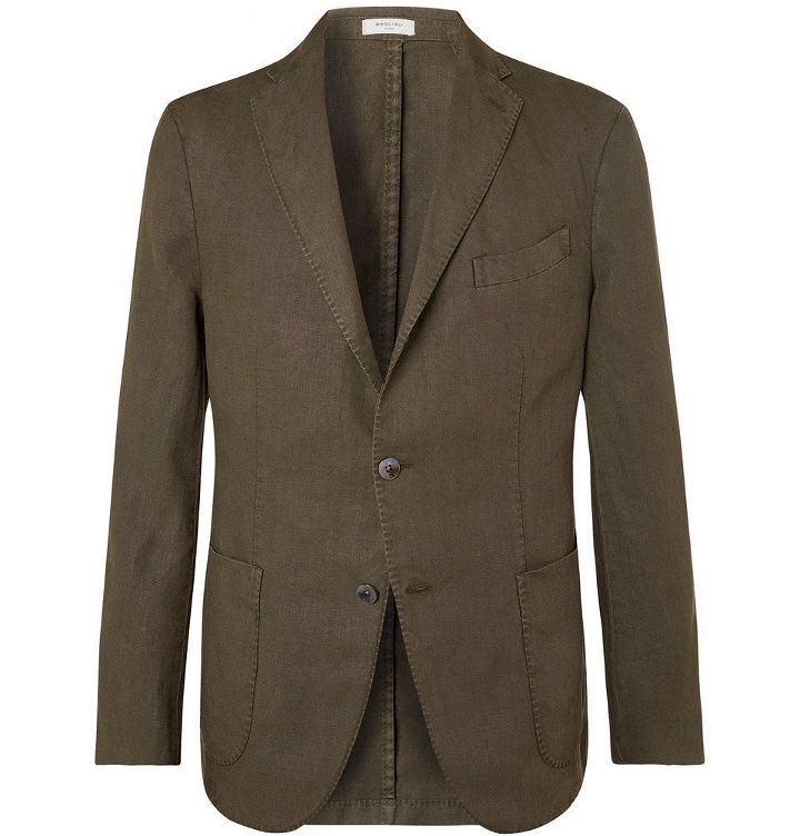 Photo: Boglioli - Green K-Jacket Slim-Fit Unstructured Linen Suit Jacket - Green