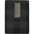 Burberry Gray Check Money Clip Card Holder