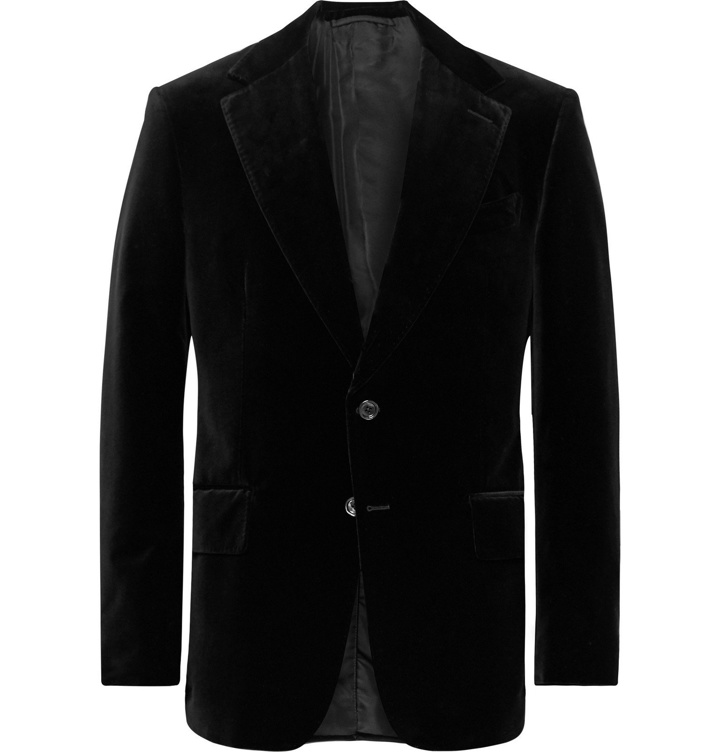 Photo: TOM FORD - Black Shelton Slim-Fit Cotton-Velvet Tuxedo Jacket - Black