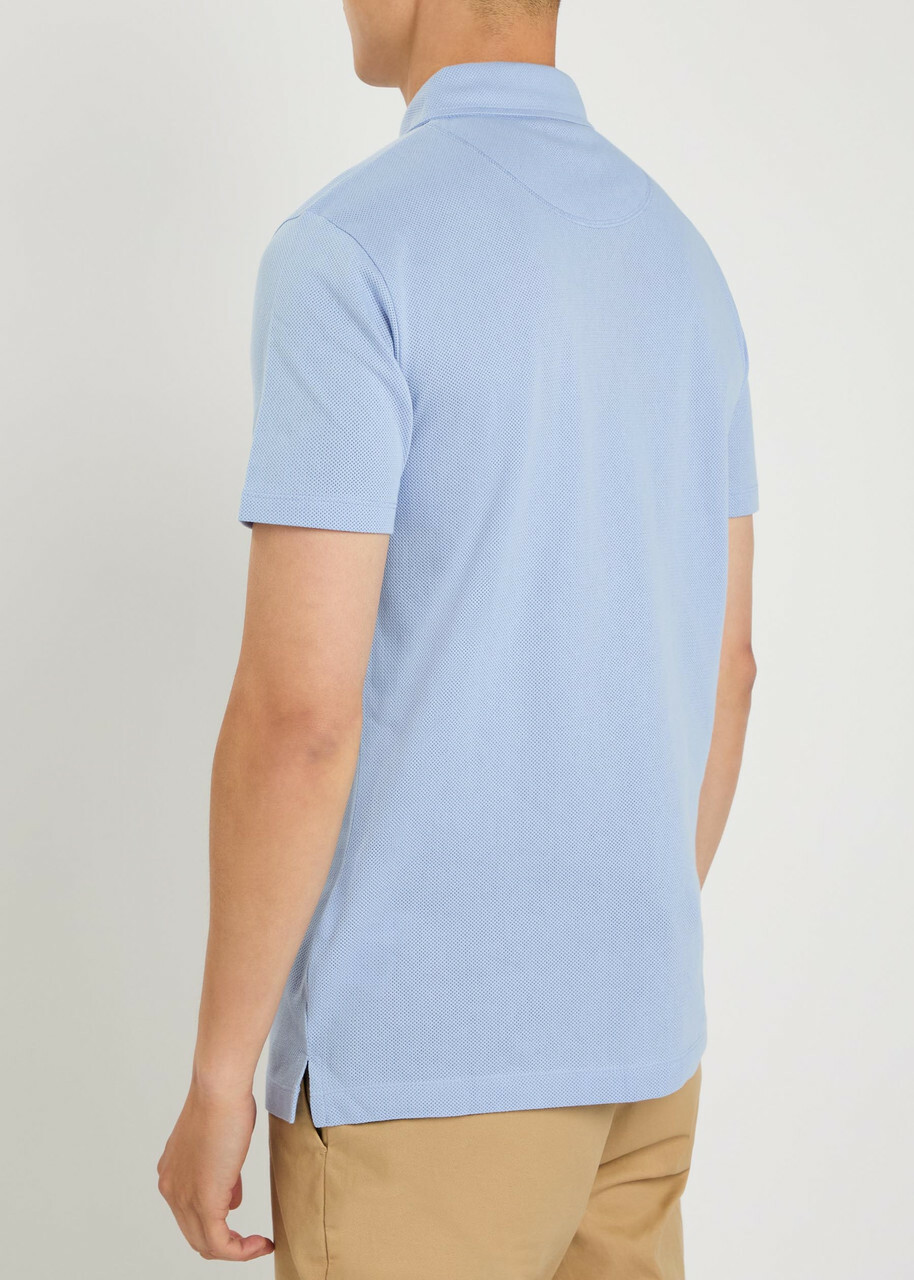 Sunspel Cotton-mesh Polo Shirt Blue