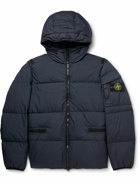 Stone Island - Logo-Appliquéd Crinkled-Shell Hooded Down Jacket - Blue