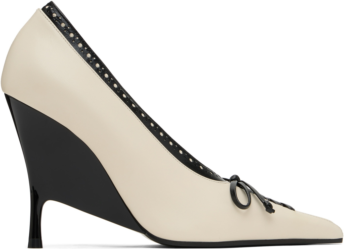 McQueen Off-White & Black Koko Wedge Heels