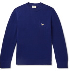 Maison Kitsuné - Logo-Appliquéd Wool Sweater - Blue