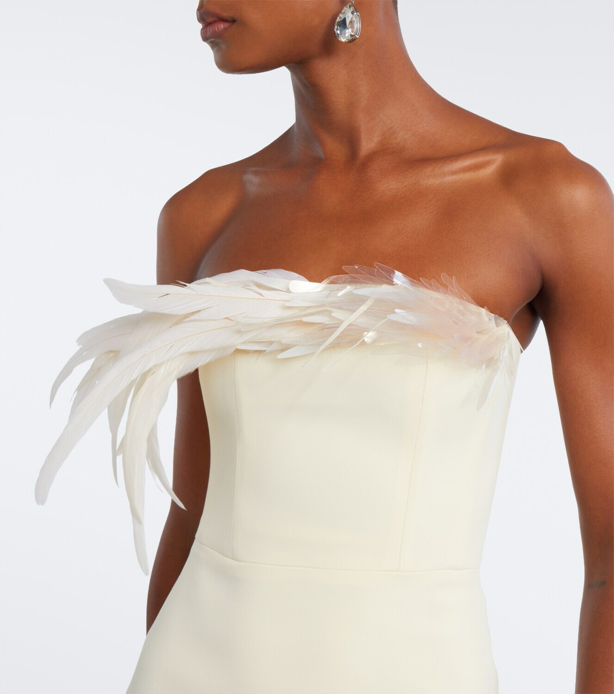 David Koma Feather-trimmed bustier gown