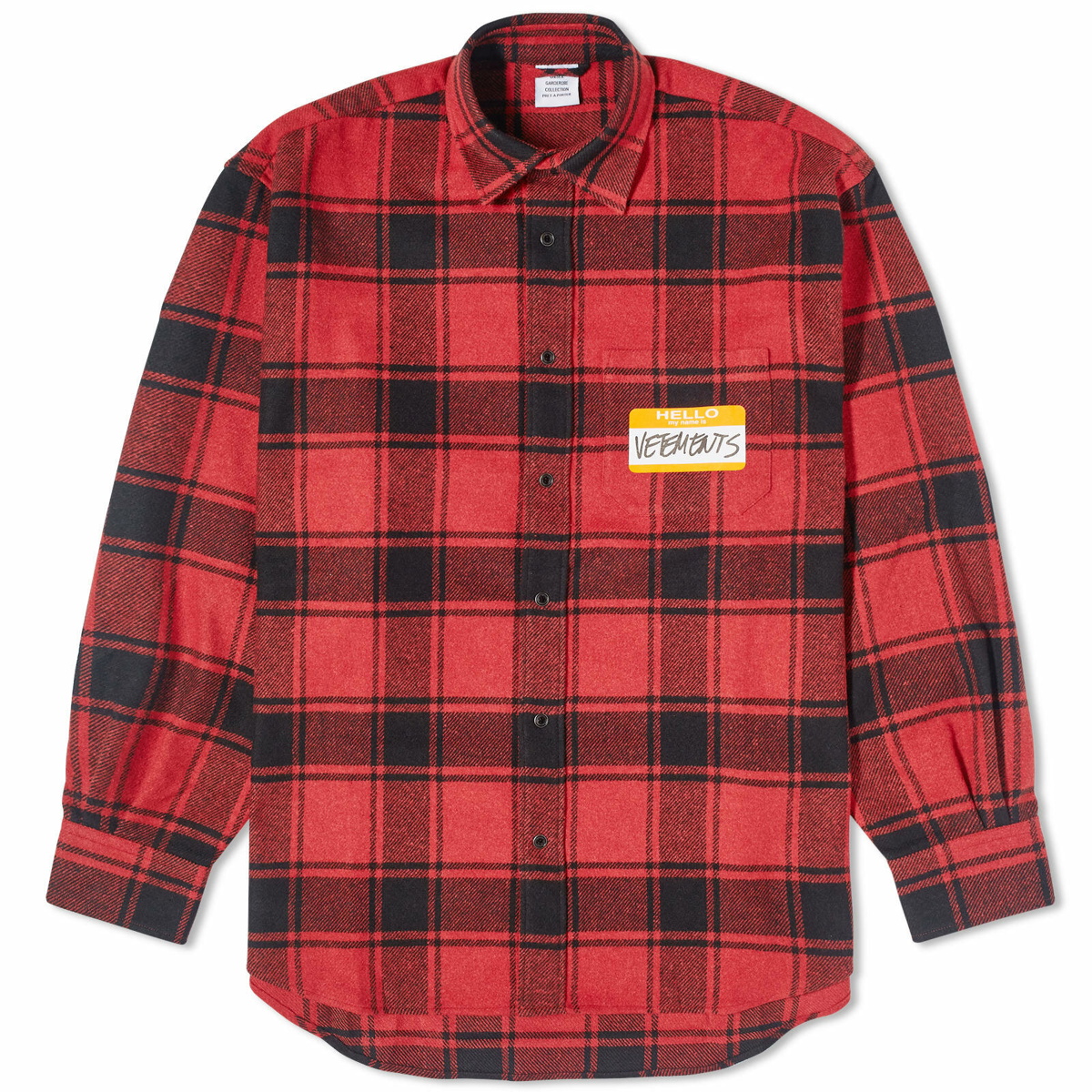 Photo: VETEMENTS Men's My Name Is Flannel Shirt in Red Check