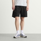 Folk Men's Relaxed Assembly Shorts in Black Seersucker