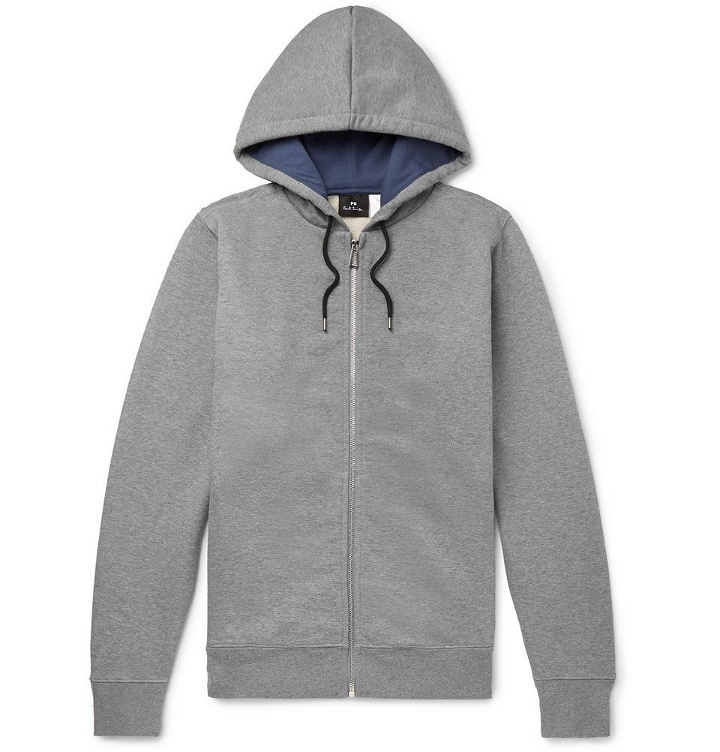 Photo: PS by Paul Smith - Organic Loopback Cotton-Jersey Zip-Up Hoodie - Men - Gray