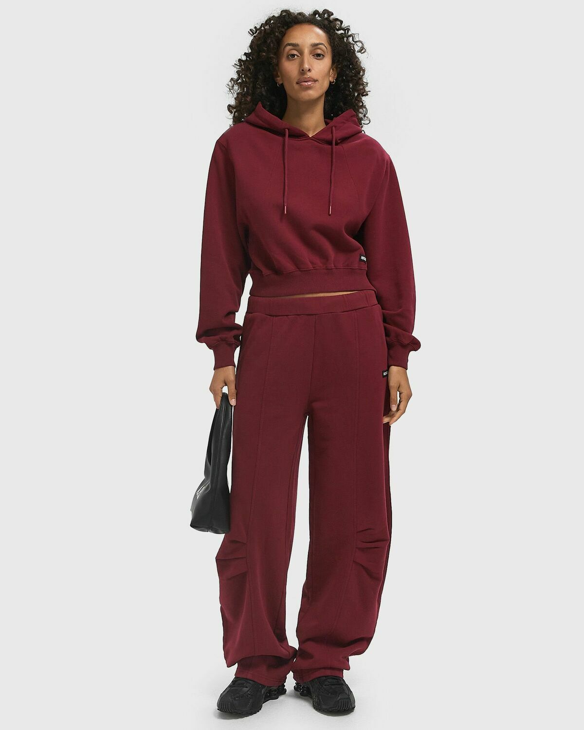 ROTATE Birger Christensen TERRY BACK CROPPED HOODIE Red Womens Hoody