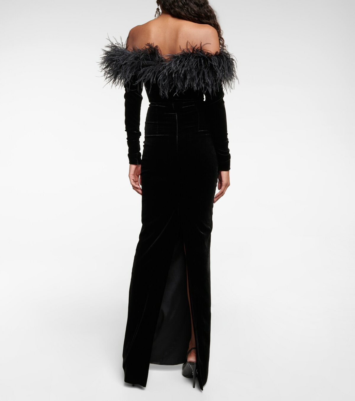 Alessandra Rich Feather trimmed velvet gown Alessandra Rich