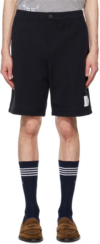 Photo: Thom Browne Navy Zip-Fly Shorts