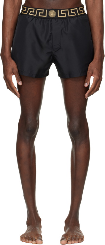 Photo: Versace Black Greca Swim Shorts