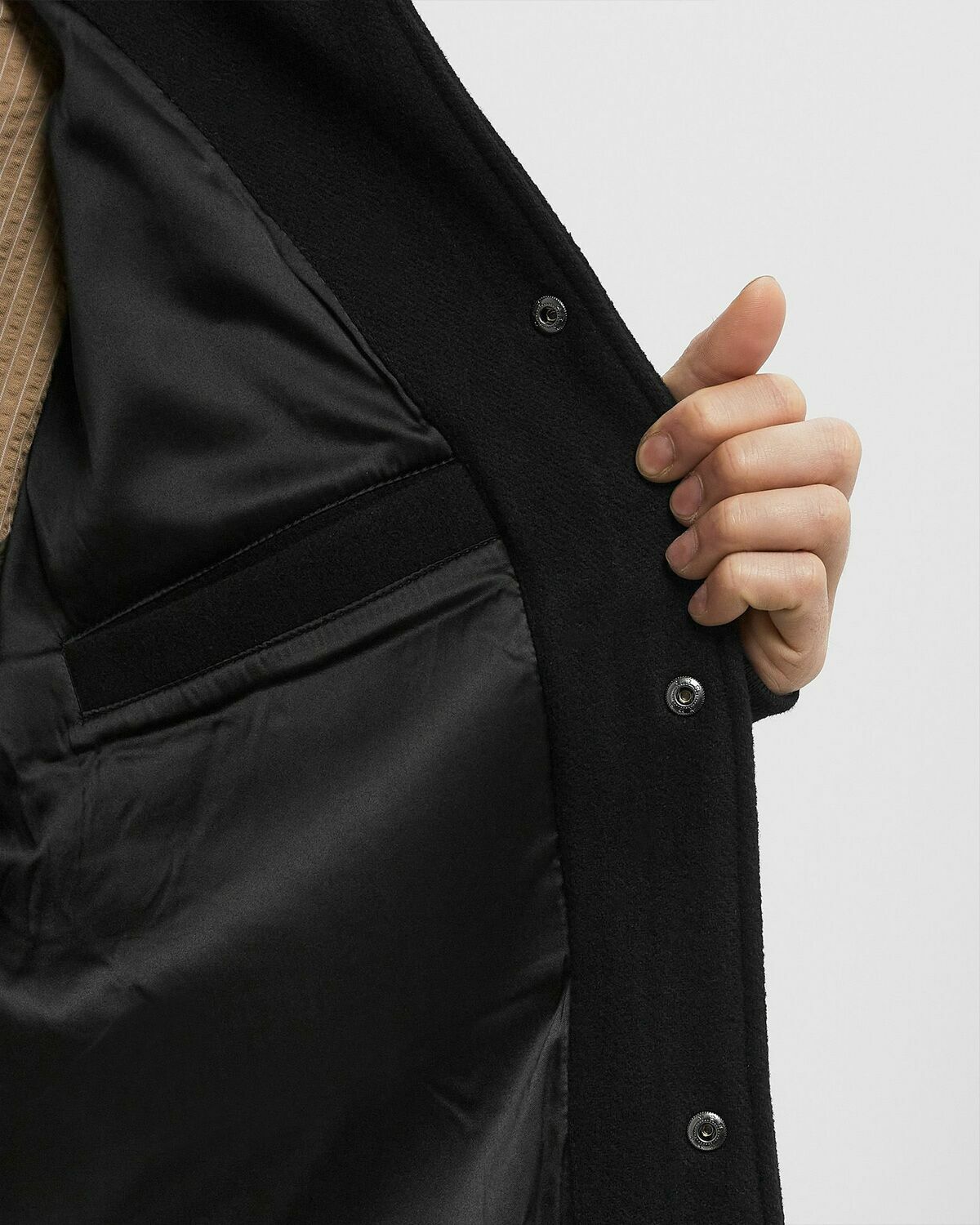 ØLÅF WOOL VARSITY COACH JACKET Black Mens Overshirt