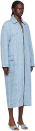 GCDS Blue Monogram Denim Coat