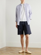NN07 - Kay 1420 Straight-Leg Pleated Stretch Organic Cotton Shorts - Blue