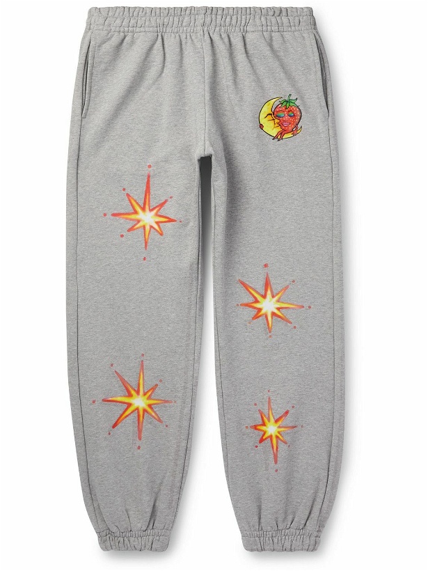 Photo: SKY HIGH FARM - Ally Bo Printed Upcycled and Organic Cotton-Jersey Sweatpants - Gray