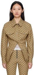 BONBOM Beige Monogram Print Jacket