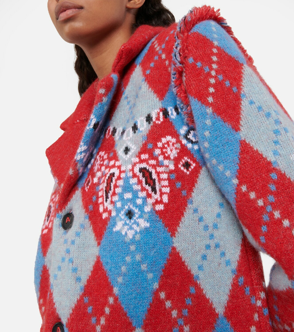Alanui - Bandana Argyle wool-blend cardigan