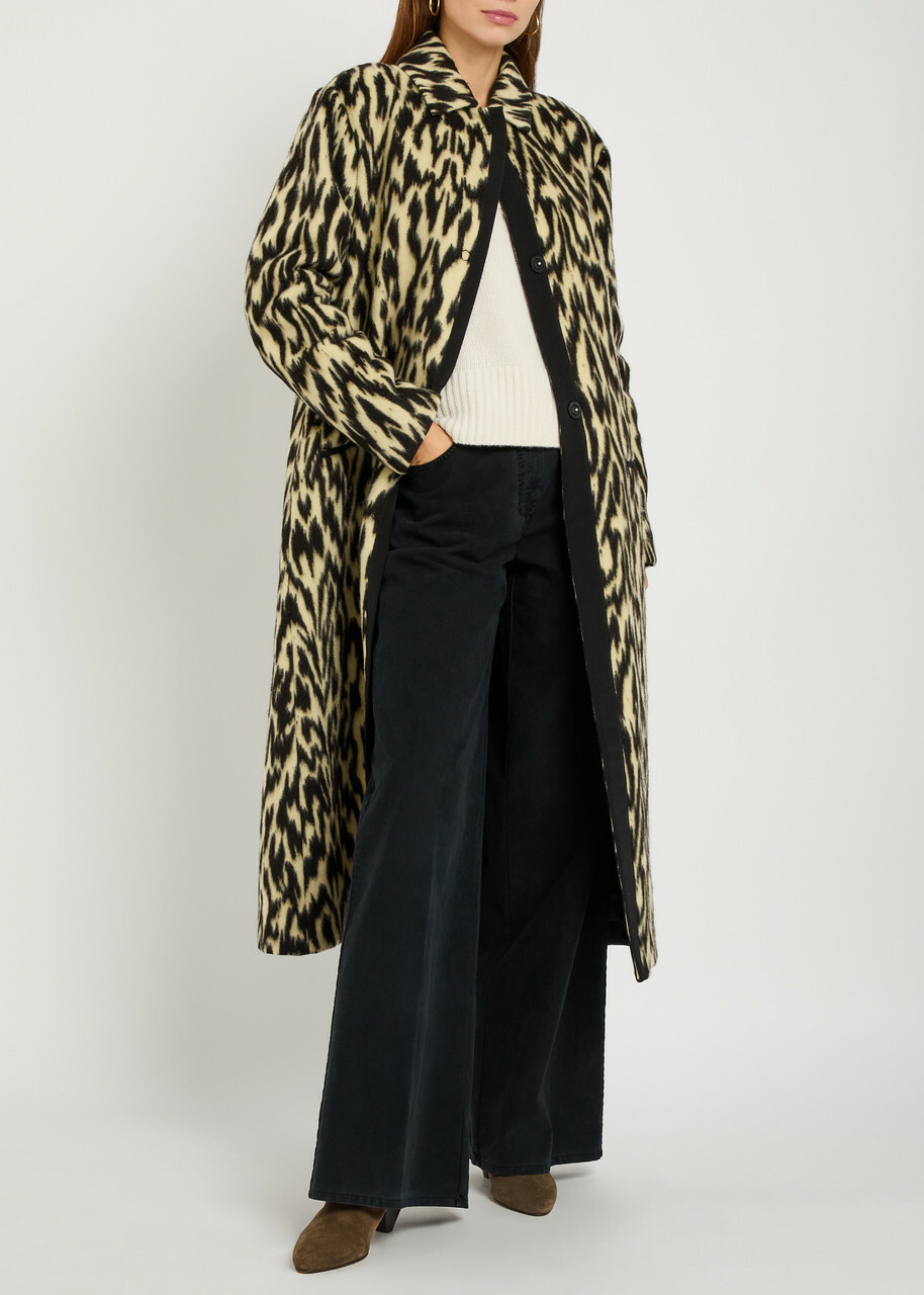 Forte_forte Moiré-jacquard Wool-blend Coat Leopard