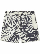 Mr P. - Straight-Leg Mid-Length Irregular Botanical Printed Recycled Swim Shorts - Black