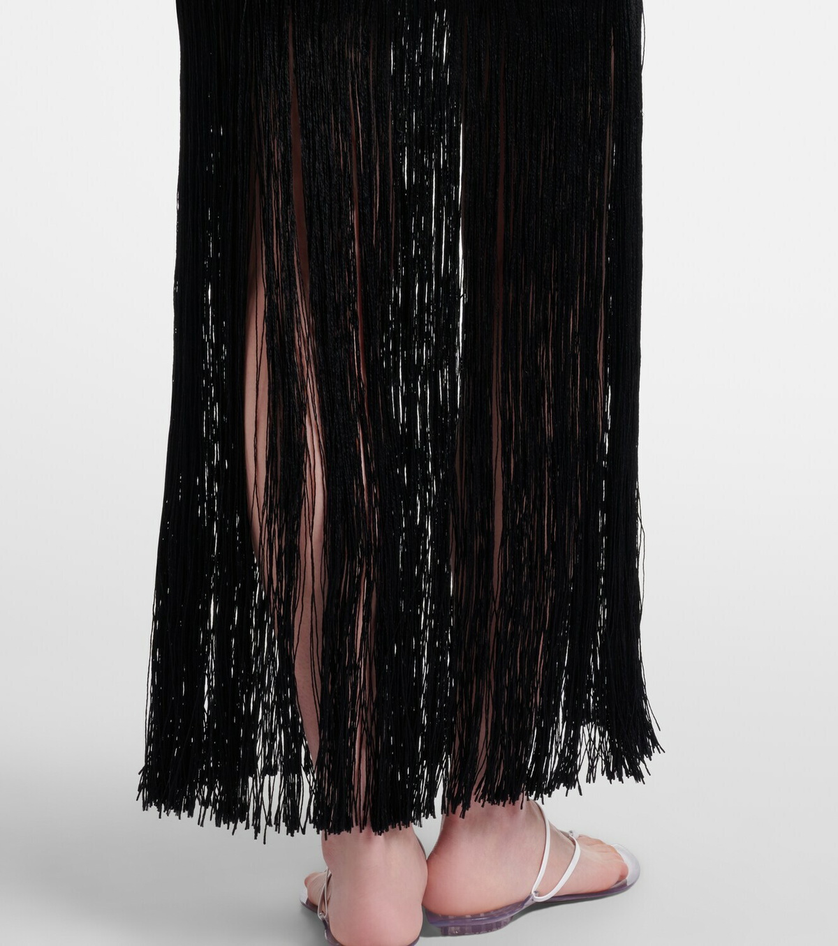 Alaïa Fringed ribbed-knit skirt