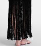 Alaïa Fringed ribbed-knit skirt
