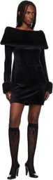 Anna Sui Black Stretch Velour Minidress