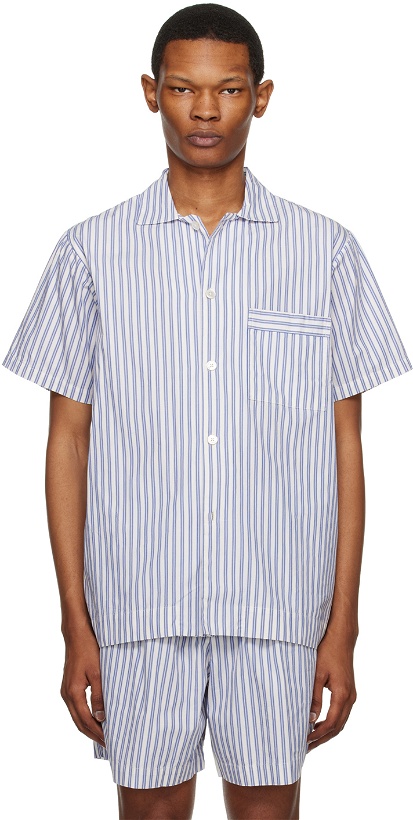 Photo: Tekla Off-White & Blue Striped Pyjama Shirt
