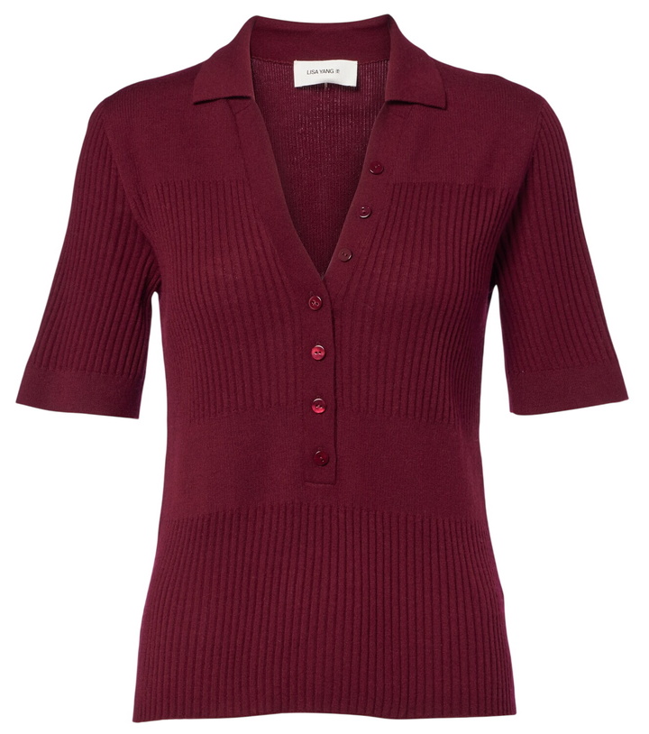 Photo: Lisa Yang Malie ribbed-knit cashmere polo sweater