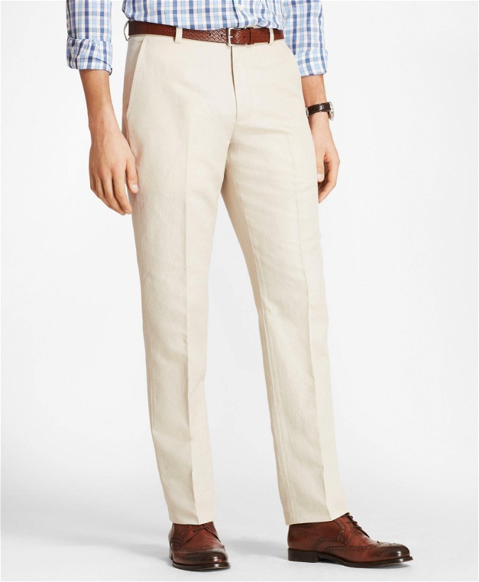 Photo: Brooks Brothers Men's Clark Fit Linen and Cotton Chino Pants | Oatmeal