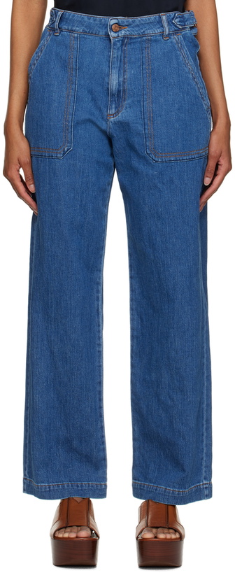 Photo: See by Chloé Navy Cinch Strap Jeans