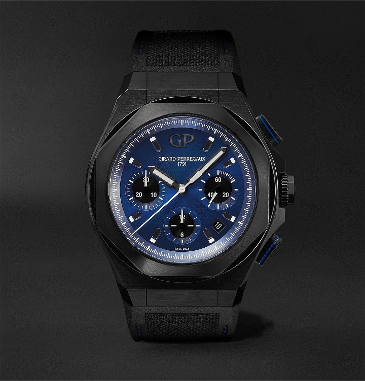 Photo: Girard-Perregaux - Laureato Absolute Automatic Chronograph 44mm Titanium and Rubber Watch, Ref. No. 81060-21-491-FH6A - Blue