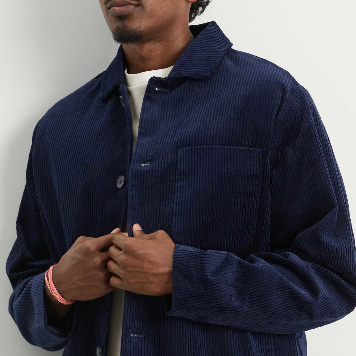 Percival Men's Cord Overshirt in Navy