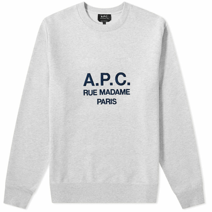Photo: A.P.C. Men's Rufus Embroidered Sweat in Grey Melange