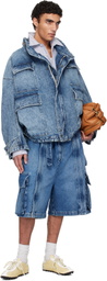 Hed Mayner Blue Flap Pocket Denim Jacket