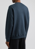 Ymc Fauss Cloqué Cotton Sweatshirt Navy